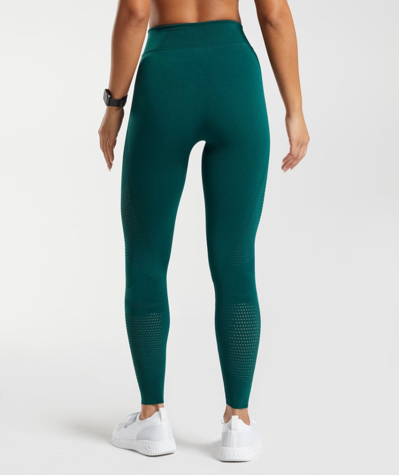 Women's Gymshark Warp Knit Leggings Green | CA 035A86